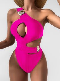 European And American New Solid Color Bikini (Option: Rose Red-S)