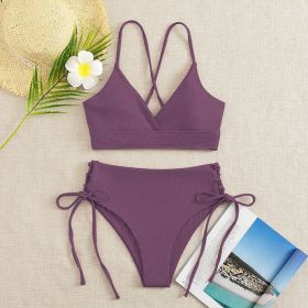 Bikini Split Swimsuit For Women (Option: Purple-XS)