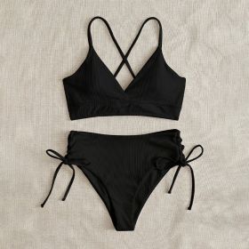 Bikini Split Swimsuit For Women (Option: Black-XS)