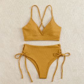 Bikini Split Swimsuit For Women (Option: Yellow-XS)