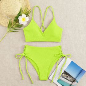 Bikini Split Swimsuit For Women (Option: Fluorescent yellow-M)
