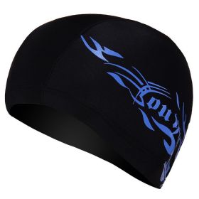 Comfortable Fit Cloth Waterproof Swimming Cap (Option: 7518A Black And Blue Fire)