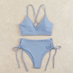 Bikini Split Swimsuit For Women (Option: Sky Blue-L)