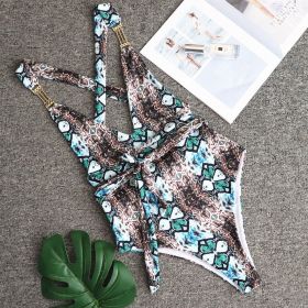 Swimsuit Snake Print Backless Bikini (Option: Snake print one piece-S)