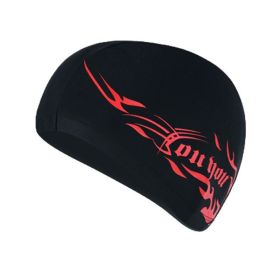 Comfortable Fit Cloth Waterproof Swimming Cap (Option: 7518A Black And Red Fire)