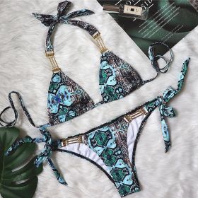 Swimsuit Snake Print Backless Bikini (Option: Snake print split-L)