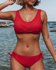 Fashion Strappy Bikini Swimsuit Woman (Option: Red-2XL)