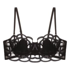 Women's Underwear Big Chest Small Push-up Thin (Option: Black 077B-L)